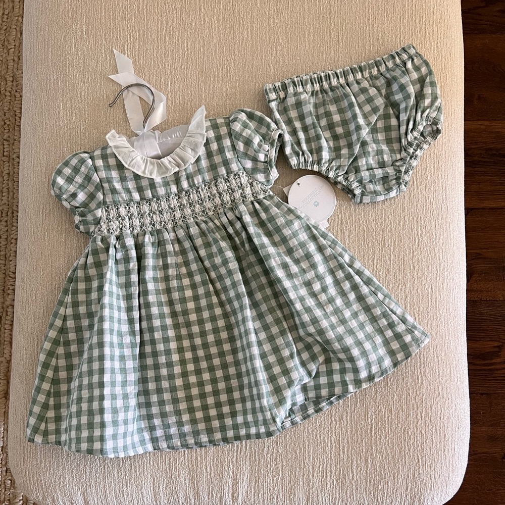 Edgehill collection green gingham dress 9M NWT